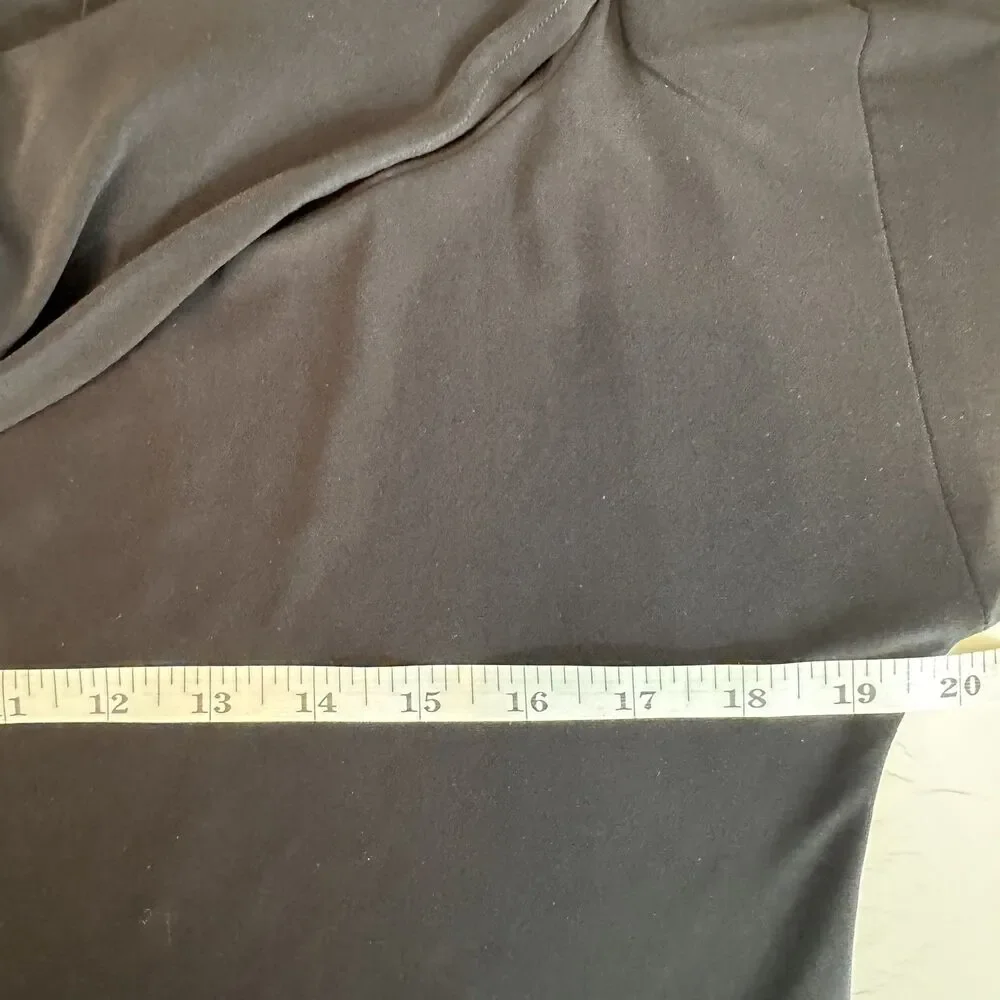 Norma Kamali Black Draped Cowl Neck Top Women L Long Sleeve Stretch Minimalist